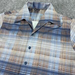 Vintage 70s Joel California Shirt Mens Medium Plaid Button Up Short Sleeve Disco